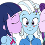 (Commission) Twilight and Starlight kisses Trixie