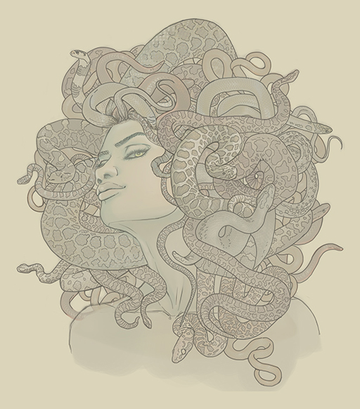 Commission: Medusa book cover line art by CourtneyTrowbridge