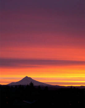 Sunrise Behind Mount Hood