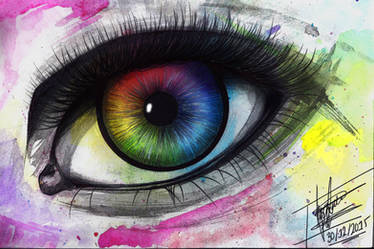 Rainbow watercolor eye