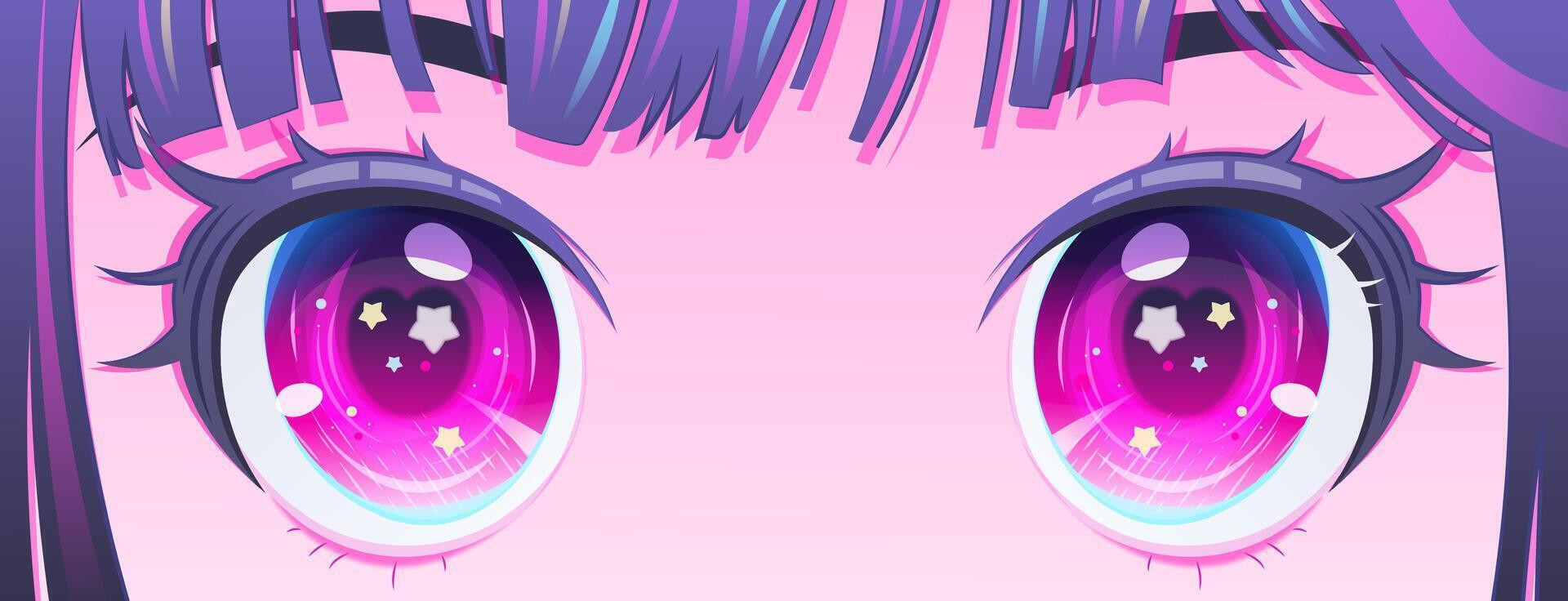 Bright-anime-manga-eyes-with-stars-in-neon-colors-