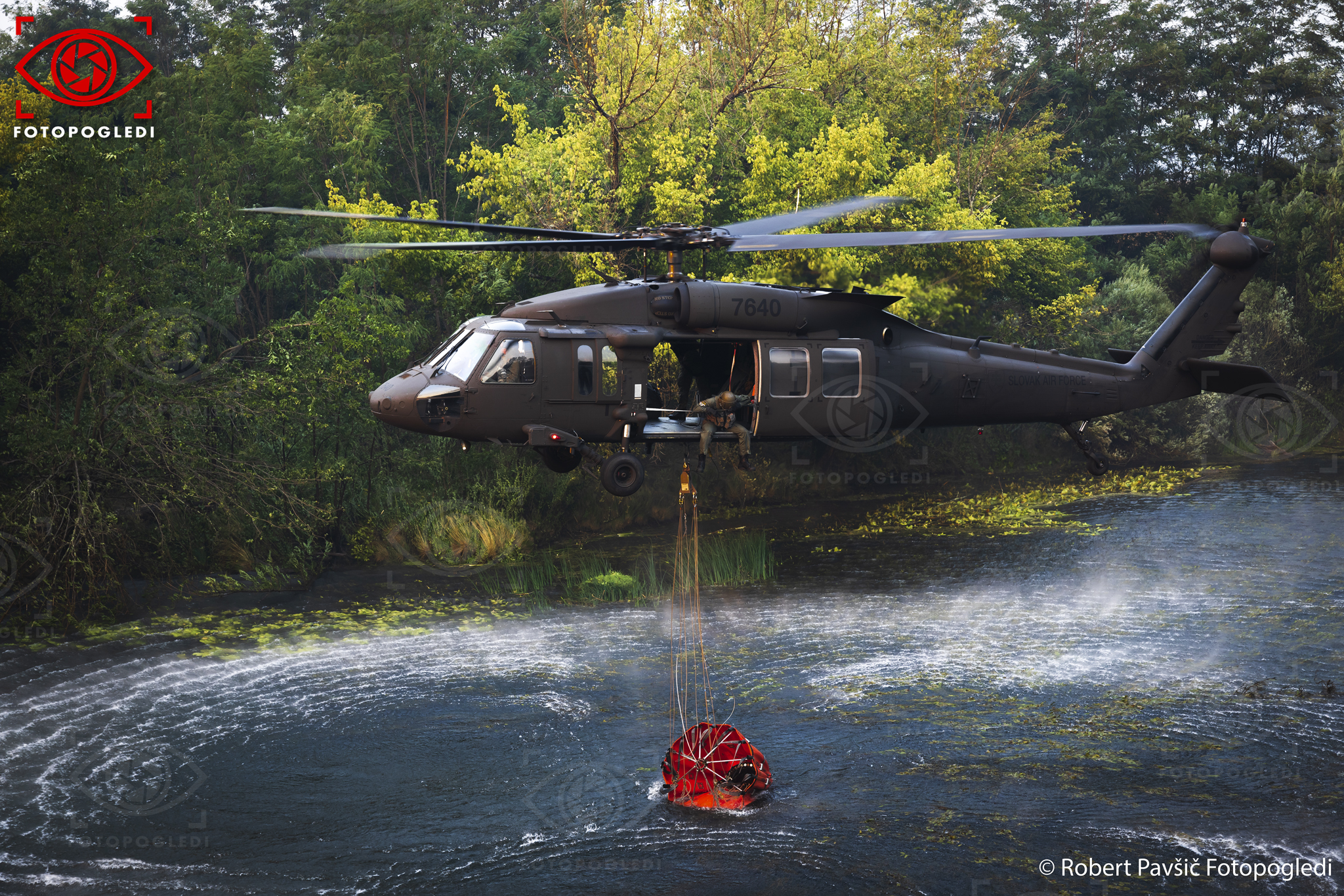 Slovak Air Force Chopper Helping in Slovenia Karst