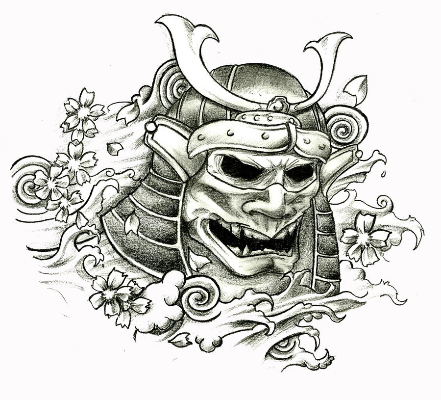 Tattoo samurai maske