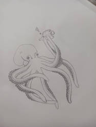 Octopus slapping a fish 