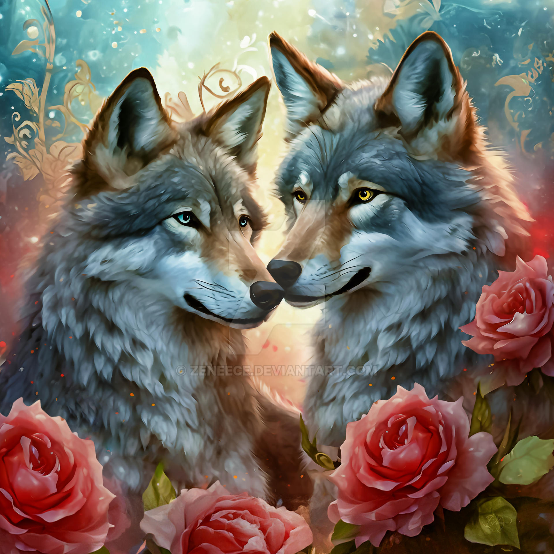 Wolves With Roses Wolves and Roses by ZeNeece on DeviantArt