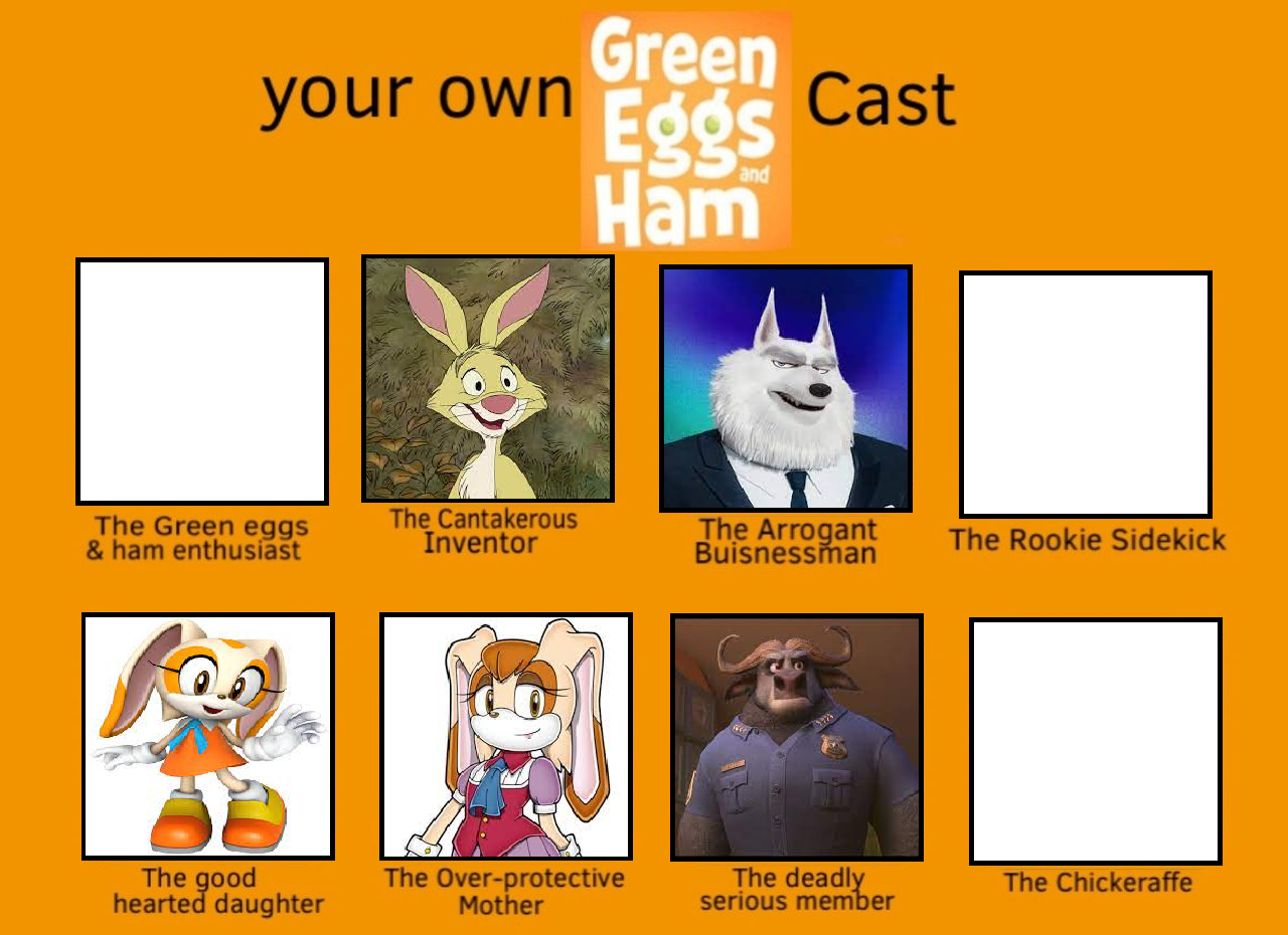 Maybe: Green Eggs and Ham fanmake cast by ToonFanJoey on DeviantArt