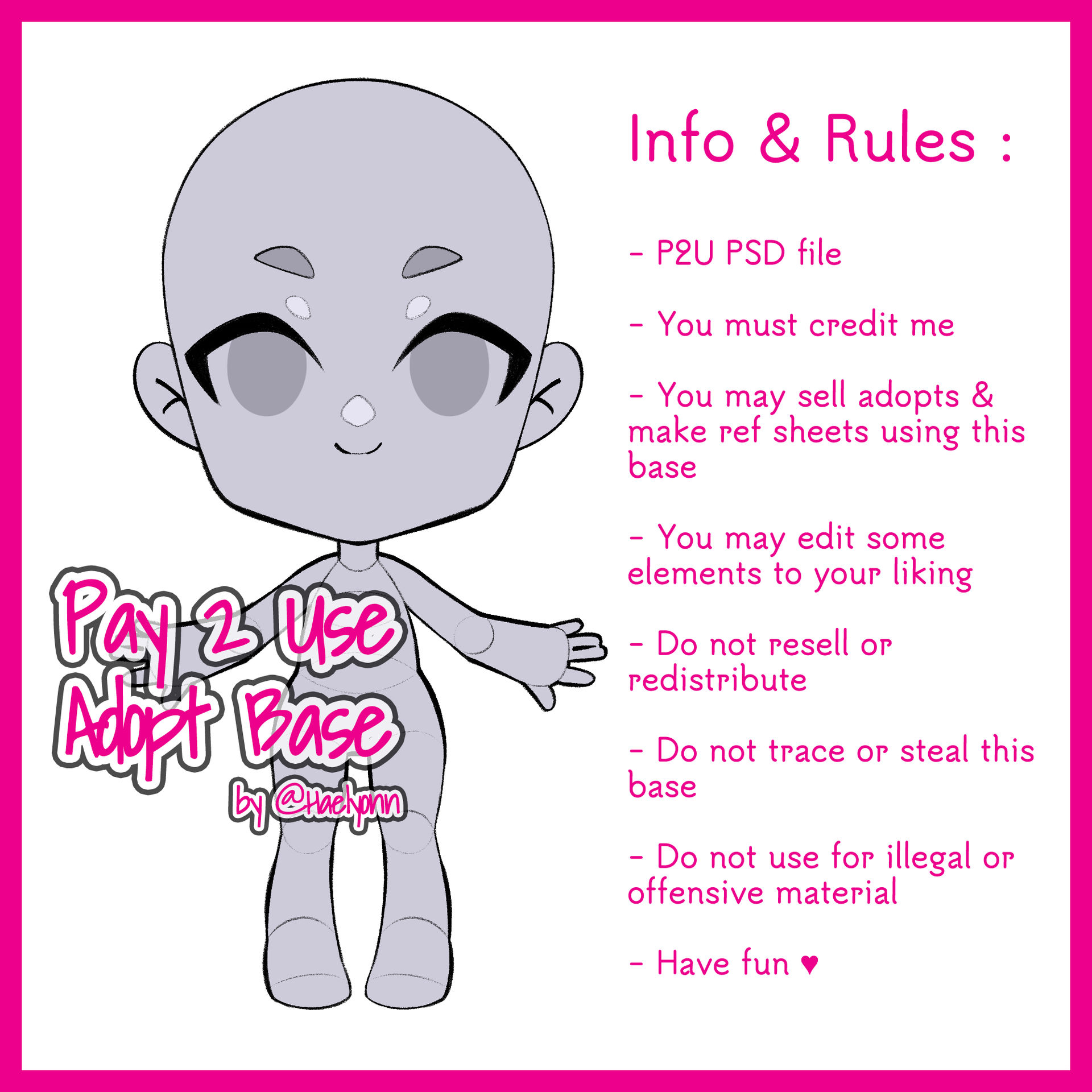 Adoptable Character Base Chibi Adoptable P2U Base by Haelyonn on DeviantArt