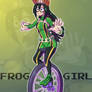 A Frog Girl in a Unicycle