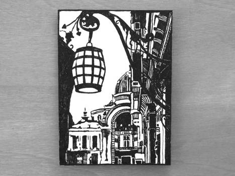 Cityscape Ink Drawing ACEO / ATC