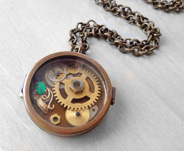 Steampunk Locket Shadowbox Pendant Necklace