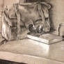 Charcoal still life of stuff I bought online