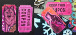 Ticket-ACEO key-tags - before and after Lamination by Crazdude