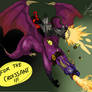 deadpool riding a mofo dragon