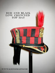 Red And Black low crowned Top Hat