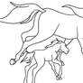 Mare and Foal Lineart.