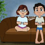 Luca and Mei playing videogames