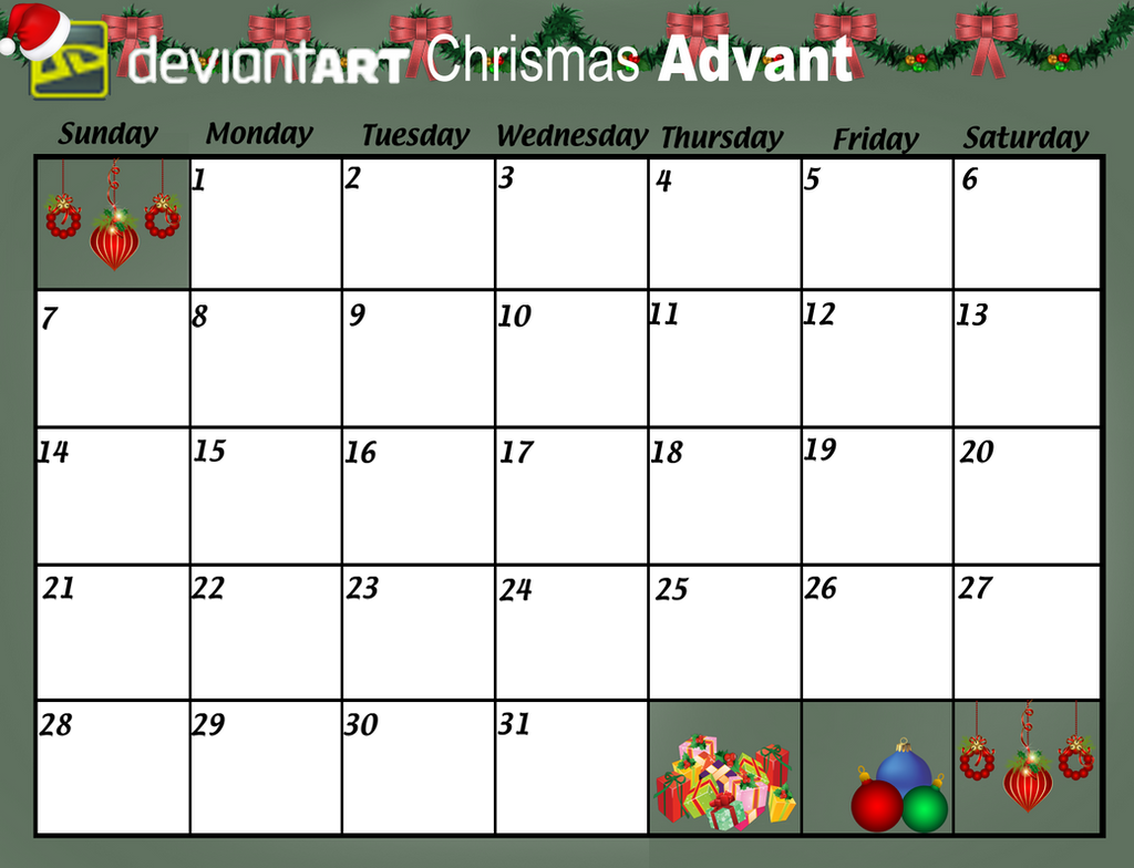 DeviantArt Christmas Advent Calender PNG