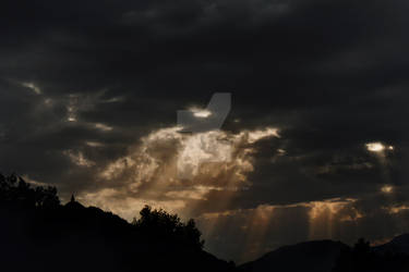 Sundown over the church in the high hills