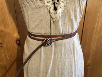 Quarter inch Wide Brown Leather Wrap Belt