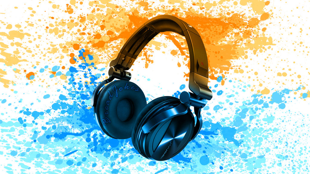 Blue/Orange Paint Splatter Headphones by BreadJokes on DeviantArt