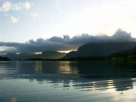 Sunset over a fjord