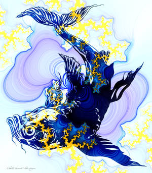 Blue Carp Fish in Fractal