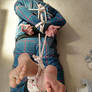 Hogtied barefoot