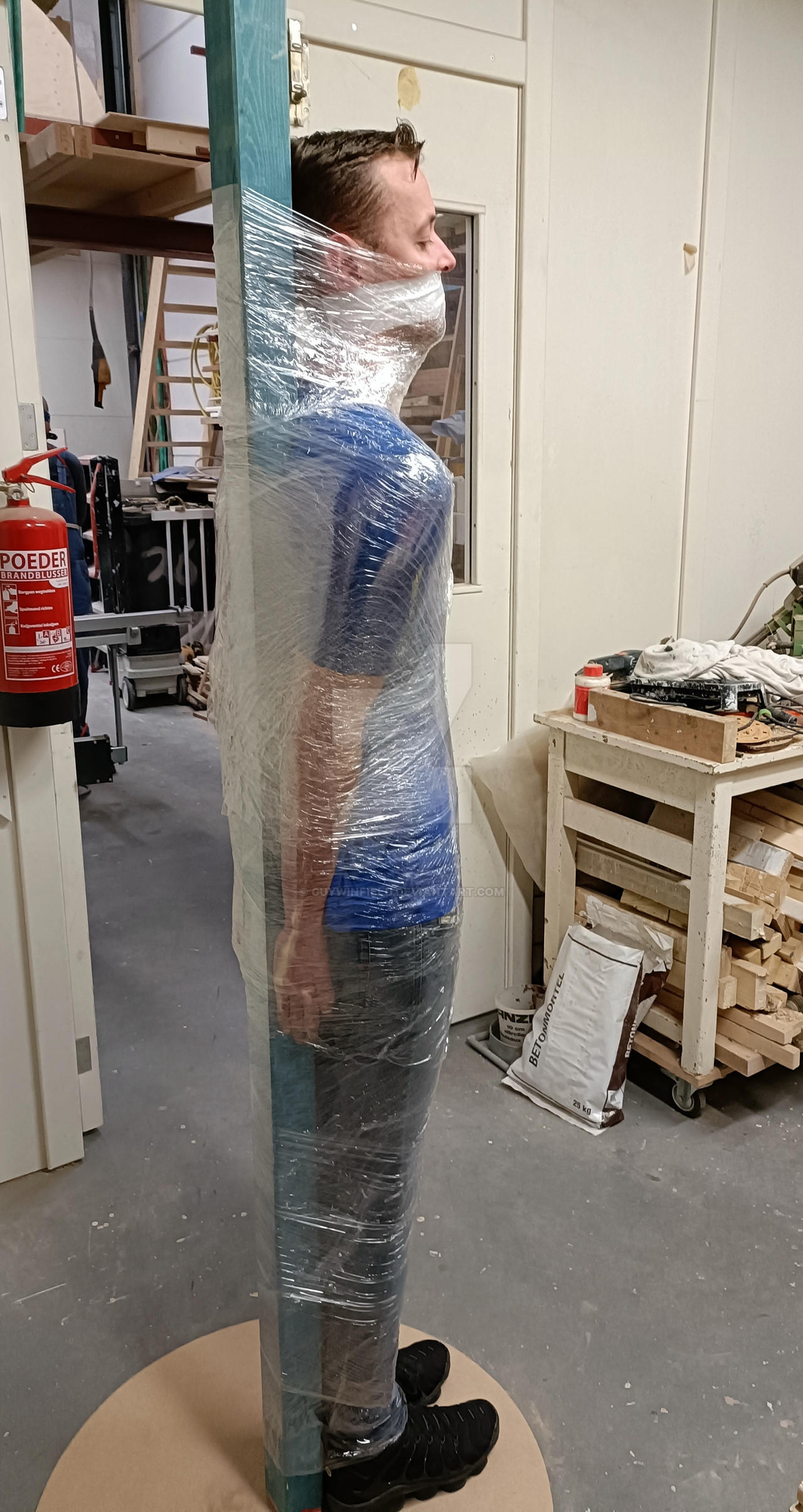 Wrapped to a pole by guywinfield on DeviantArt