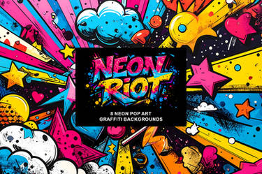 8 Neon Colors Pop Art Graffiti Backgrounds