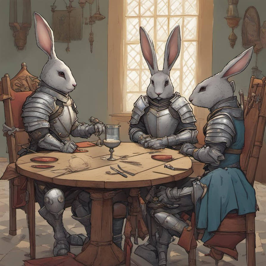 Hamlet Rabbit Inherits Resturants Rabbit knight around a table by Raymak700 on DeviantArt