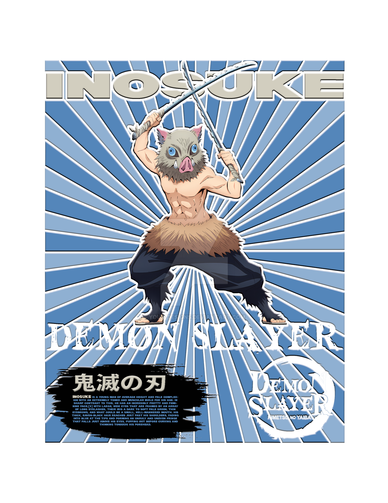 Inosuke Hashibira design in PNG by YOUR-DESIGNS on DeviantArt