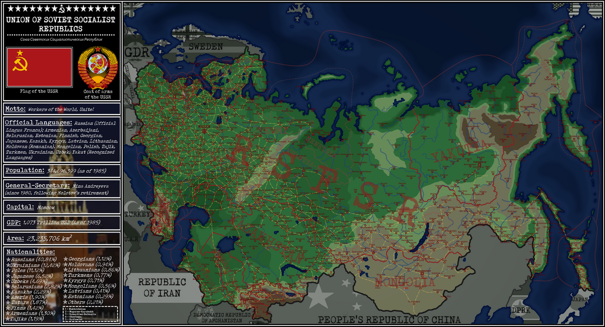 Alt-Hist Stalinist USSR by 1985 - Main Map by sudenNSK on DeviantArt