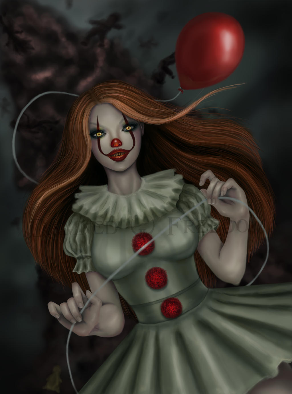 Pennywise, IT - Fan art by damnedfreedom on DeviantArt Pennywise, IT - Fan art by damnedfreedom on DeviantArt
