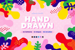Hand-drawn seamless patterns, shapes and brushes