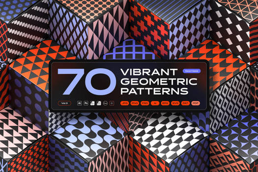 Vibrant geometric seamless patterns collection