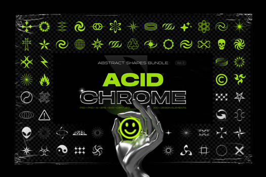Acid and chrome abstract shapes bundle