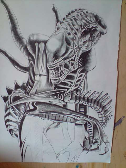 Alien drawing for tattoo