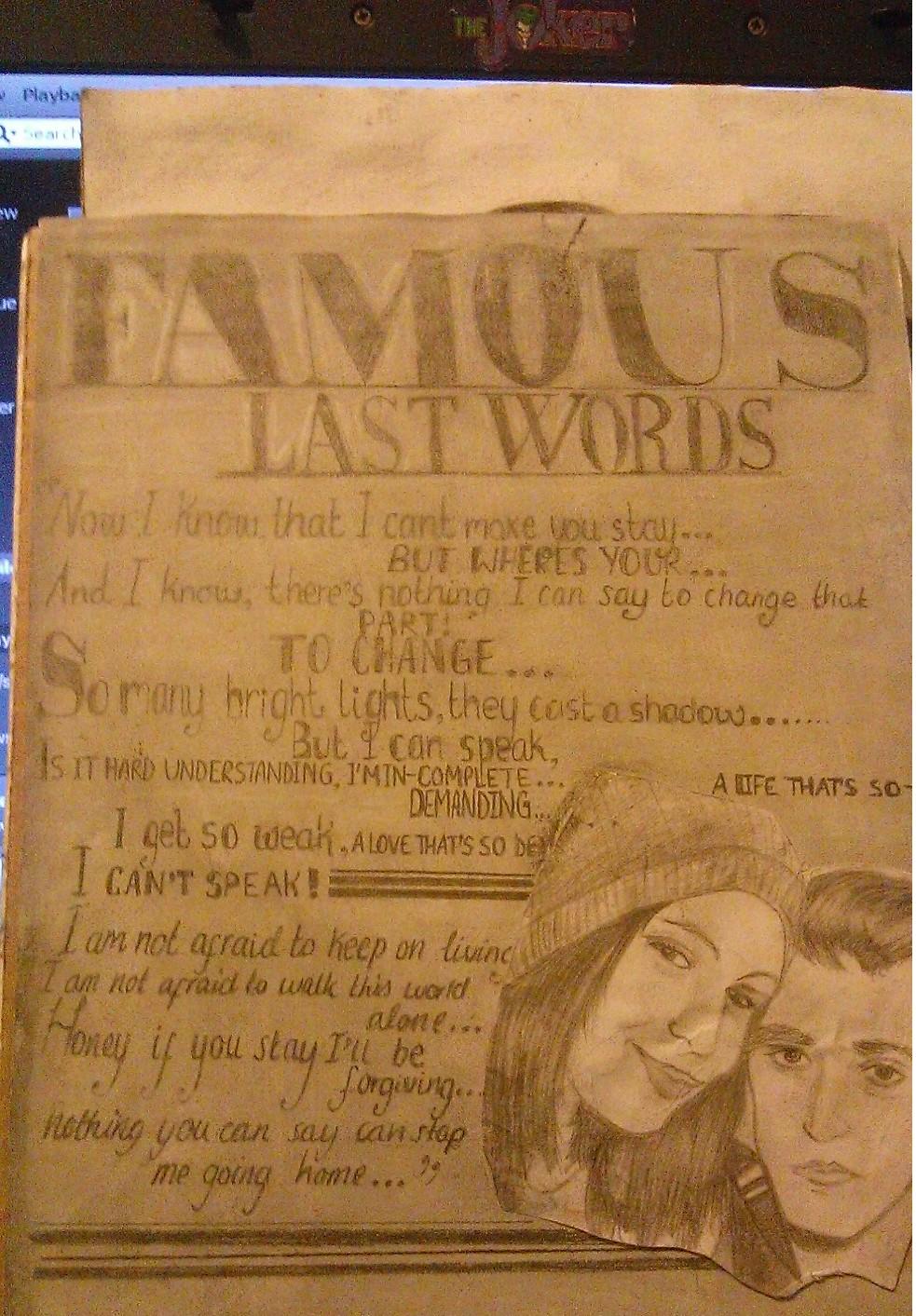 GCSE Art Project - Famous Last Words Page