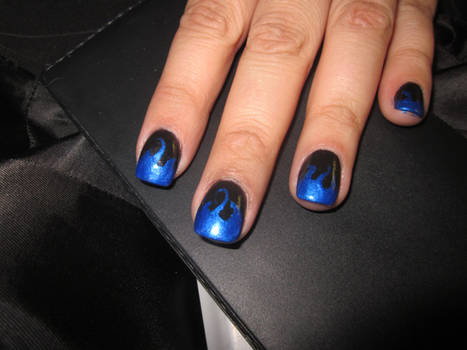 Black with Blue Flames