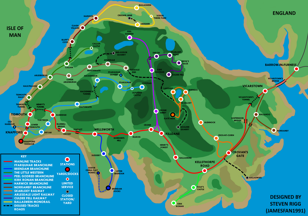 The NEW RAILWAY SERIES map of THE ISLAND OF SODOR by JamesFan1991 on ...