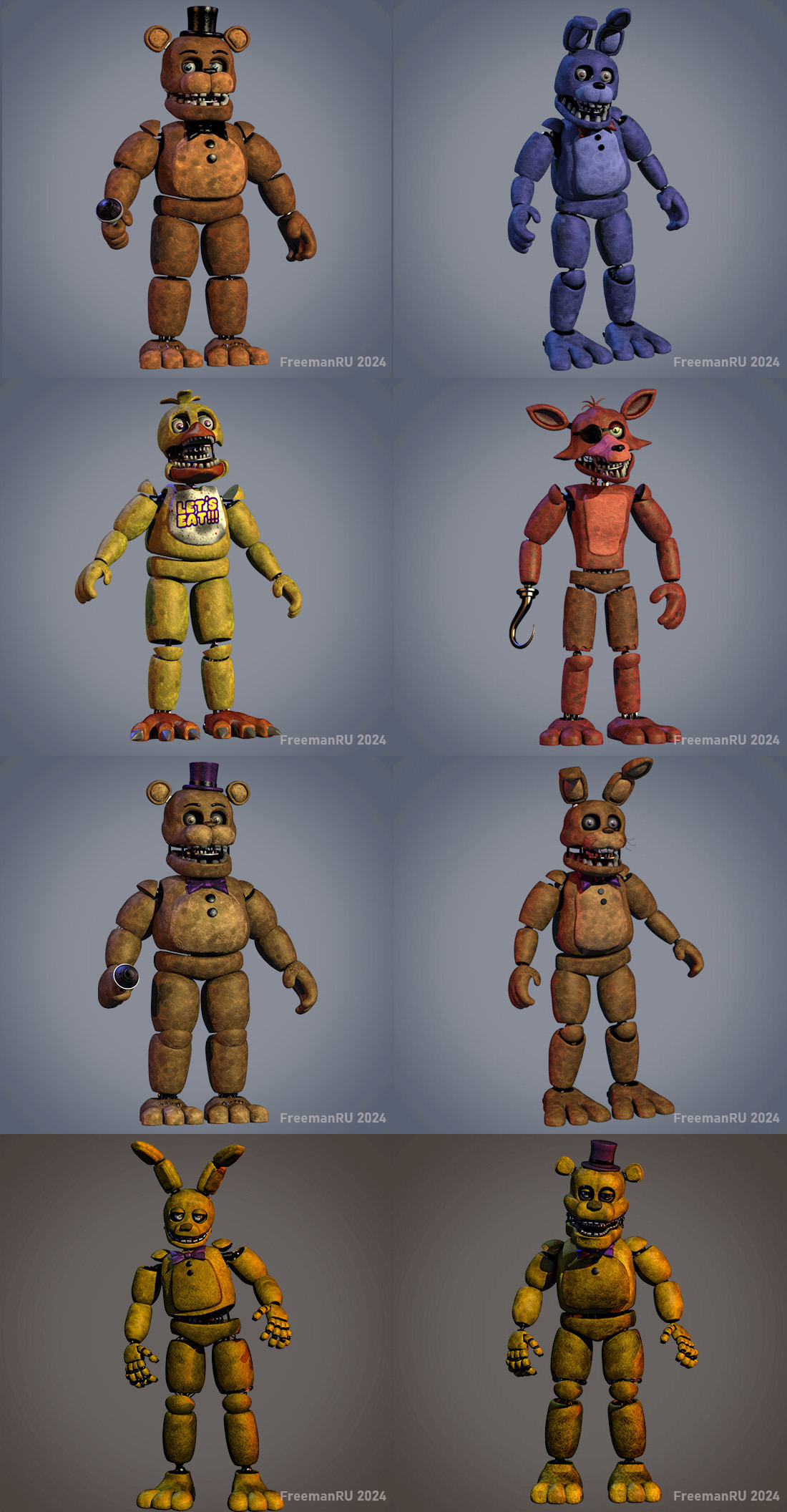 UnWithered Animatronics Renders by FreemanRU-official on DeviantArt