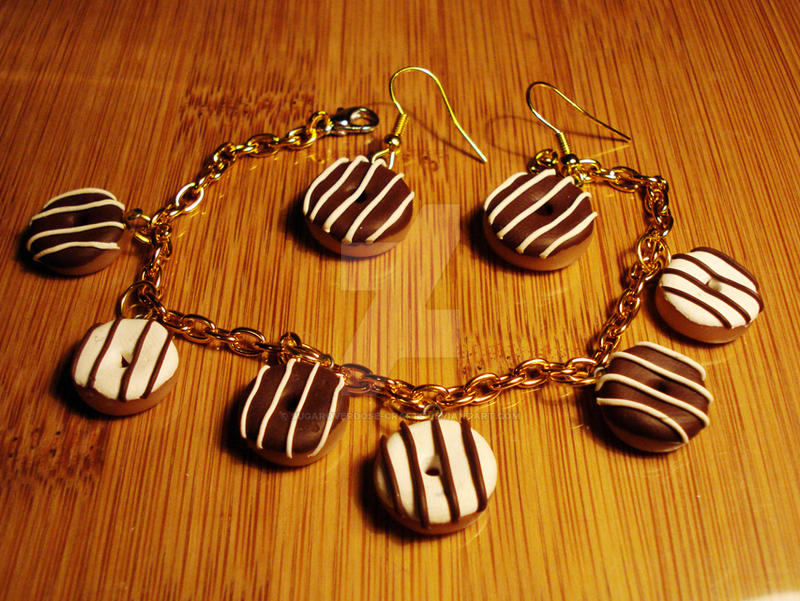 Striped chocolate donuts