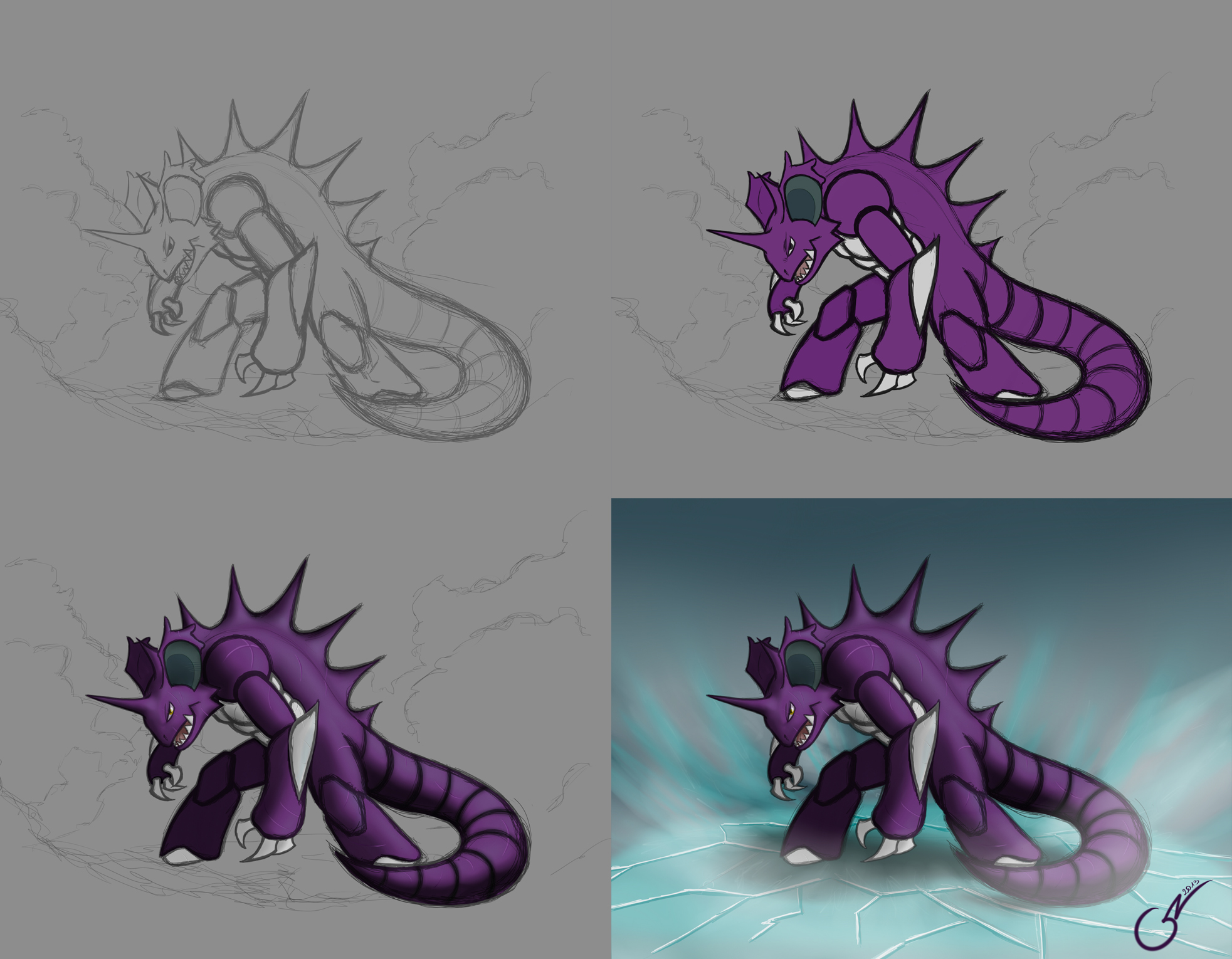 Nidoking step by step