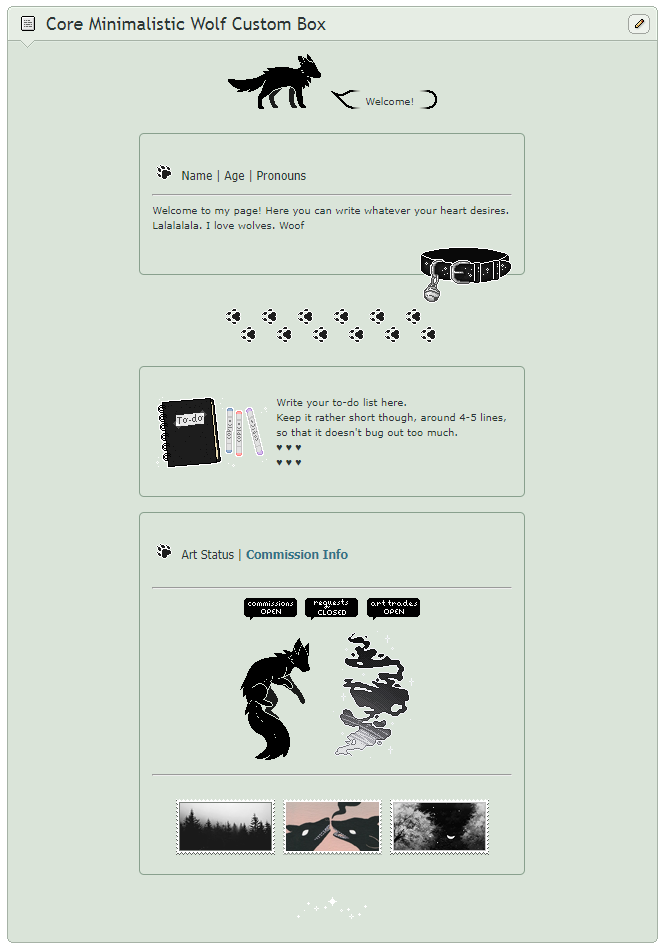 F2U | Woof Custom Box Code (CORE) by ProfileDecor on DeviantArt