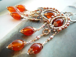 Creme Brulee mixed metal + carnelian earrings