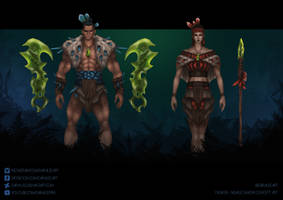 Draven and Nidalee MAORI Concept Art