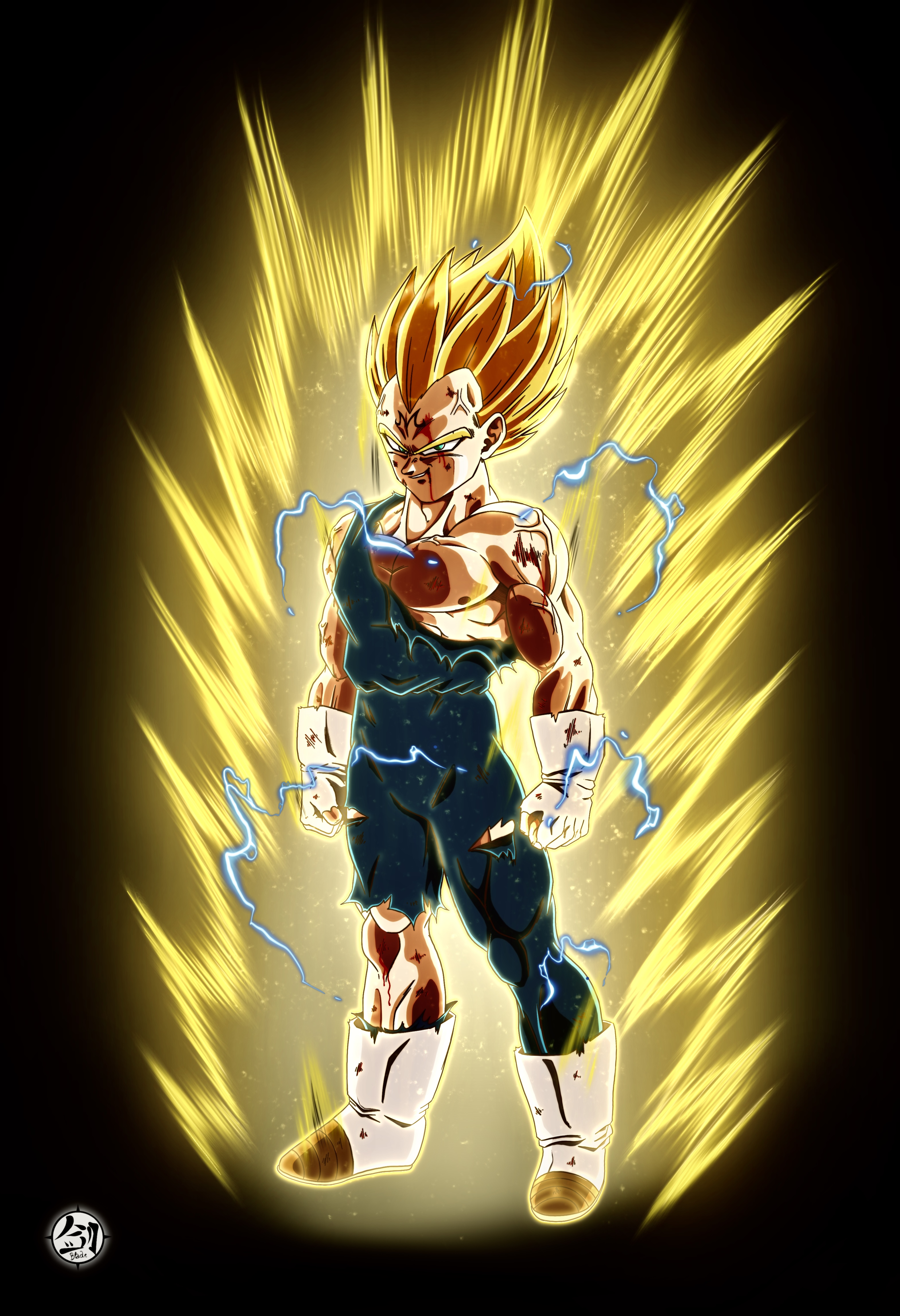 Majin Vegeta battle damaged by DBart - DB art site - Drawings &  Illustration, Entertainment, Television, Anime - ArtPal