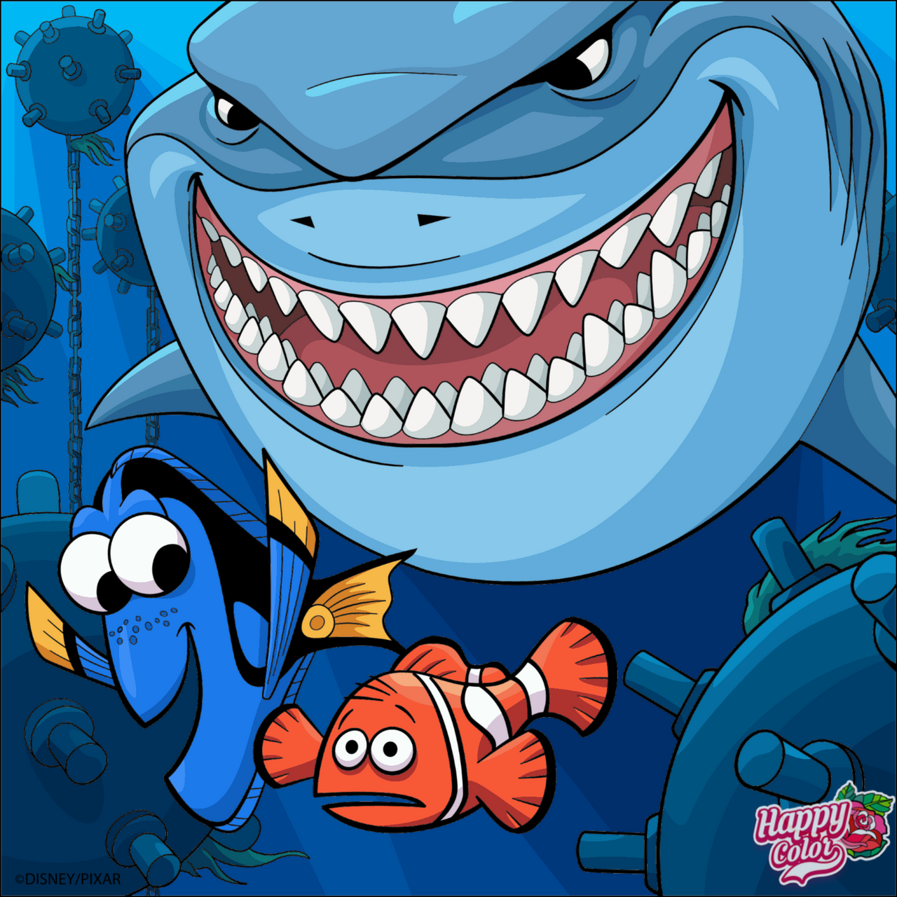 Finding Nemo: Marlin, Dory and Bruce by PrincessLayla20 on DeviantArt