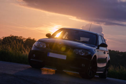 My car and sunset