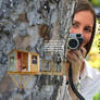 Giantess woman finds tiny people in treehouse